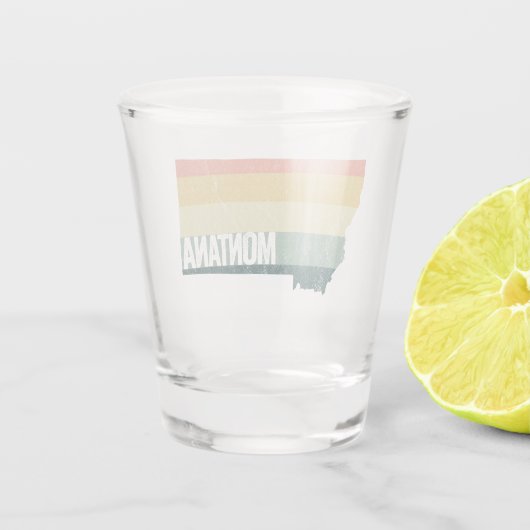 Montana  Retro Sunset Distress State Map Shot Glas (Achterkant)