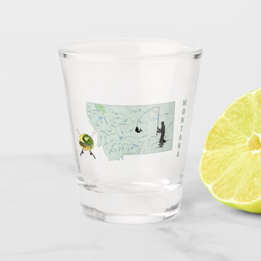 Montana River Vissen Map Shot Glas (Voorkant)
