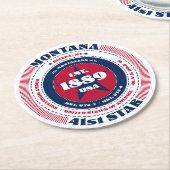 Montana rood wit blauw typografie ronde kartonnen onderzetter (Gebogen)