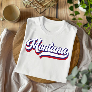 Montana Rood Wit en Blauw  Script T-shirt