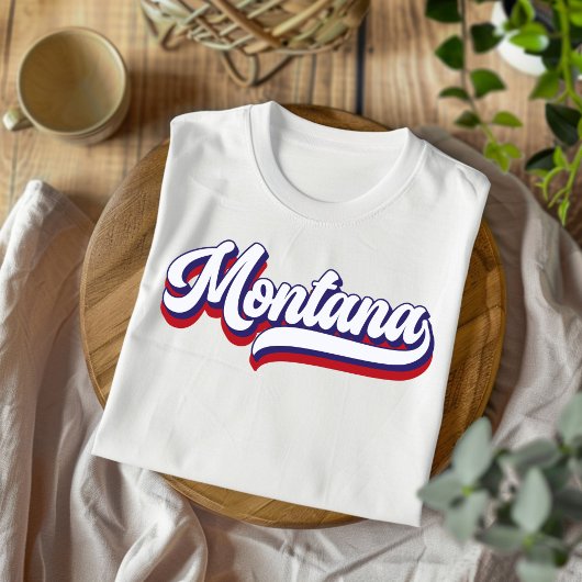 Montana Rood Wit en Blauw  Script T-shirt