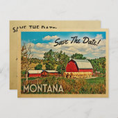 Montana Save the Date Boerderij Barn Rustic Aankondigingskaart (Voorkant / Achterkant)