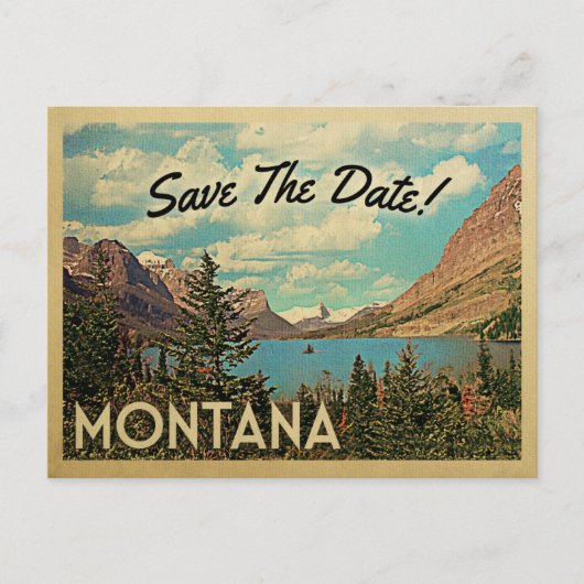 Montana Save the Date Glacier Park Lake Aankondigingskaart (Voorkant)