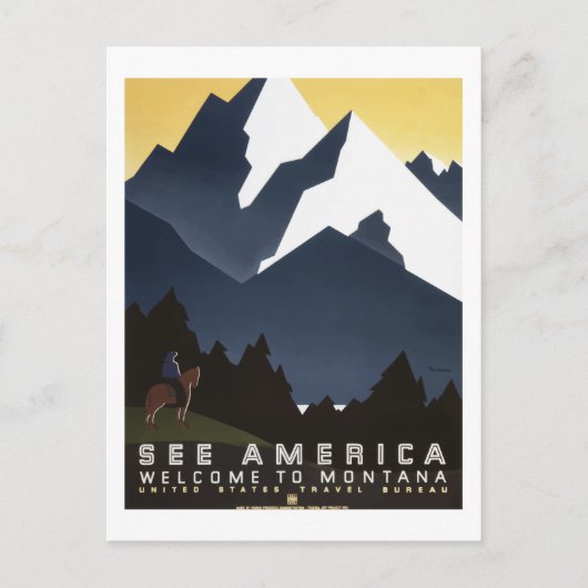 Montana "See America" Vintage Travel Poster Briefkaart (Voorkant)