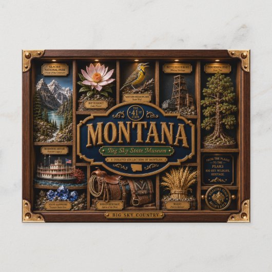 Montana Shadow Box 3D Figuur Staat Briefkaart (Voorkant)