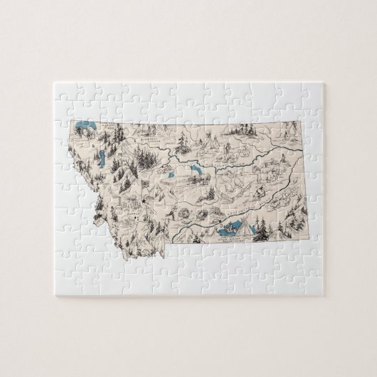 Montana Shaped Montanan Afbeelding Map Legpuzzel (Horizontaal)