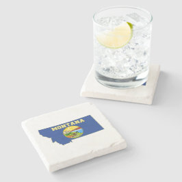 Montana Silhouette Map - Vlag staat Stenen Onderzetter