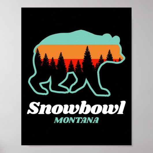 Montana Snowbowl Skiing Snowboarding Bear Poster (Voorkant)