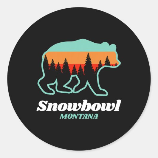 Montana Snowbowl Skiing Snowboarding Bear Ronde Sticker (Voorkant)
