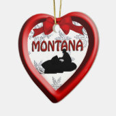 Montana Snowmobile Heart Kerstannament Keramisch Ornament (Links)