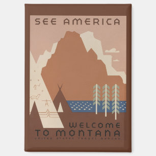 Montana Staat: Bergen, Stammen, Big Sky Country Magneet