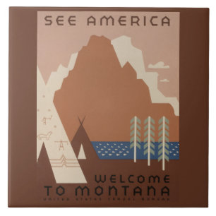 Montana Staat: Bergen, Stammen, Big Sky Country Tegeltje