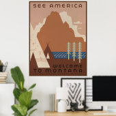 Montana staat Indiaanse indianen stammen WPA Poster (Thuiskantoor)