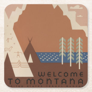 Montana Staat: Indianenstammen, Bergen, Prairie Kartonnen Onderzetters