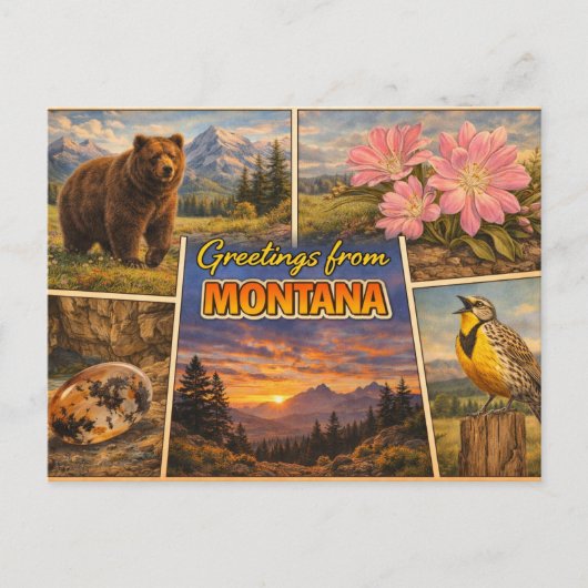 Montana Staatsansichtkaart Briefkaart (Voorkant)