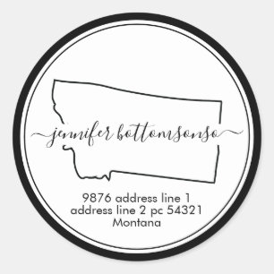 Montana Staatskaart retouradres handtekening Ronde Sticker