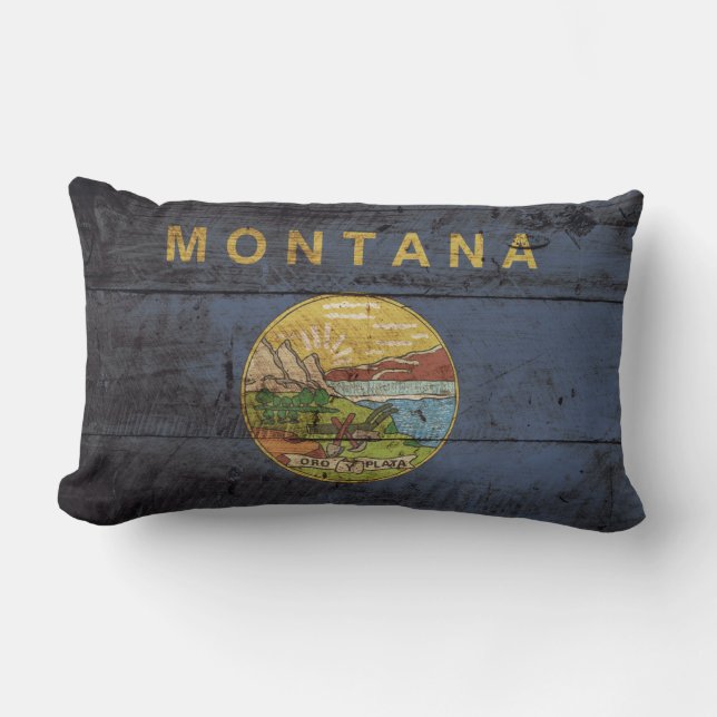 Montana Staatsvlag op oude houtnerf Kussen (Voorkant)