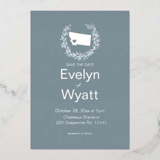 Montana State Destination Wedding Folie Uitnodiging (Voorkant)