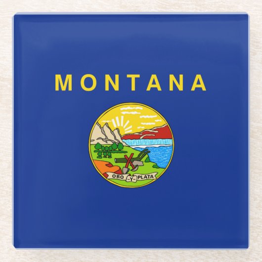 Montana State Flag Design Decor Glazen Onderzetter (Voorkant)