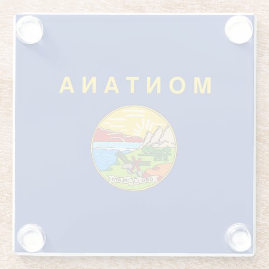 Montana State Flag Design Decor Glazen Onderzetter (Achterkant)