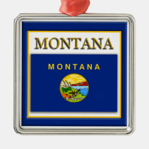 Montana State Flag Kerstversiering Metalen Ornament