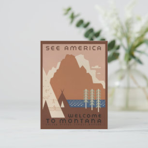 Montana State: Indiaanse stammen, bergen, prairie Briefkaart
