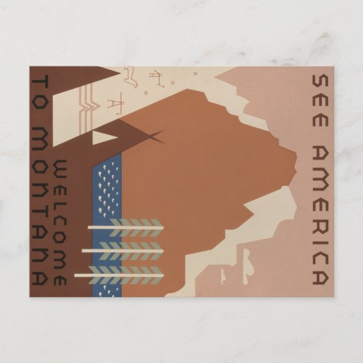 Montana State: Indiaanse stammen, bergen, prairie Briefkaart (Voorkant)