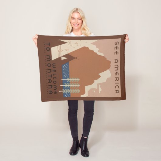 Montana State: Indiaanse stammen, bergen, prairie Fleece Deken (In situ)