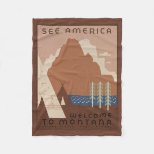 Montana State: Indiaanse stammen, bergen, prairie Fleece Deken