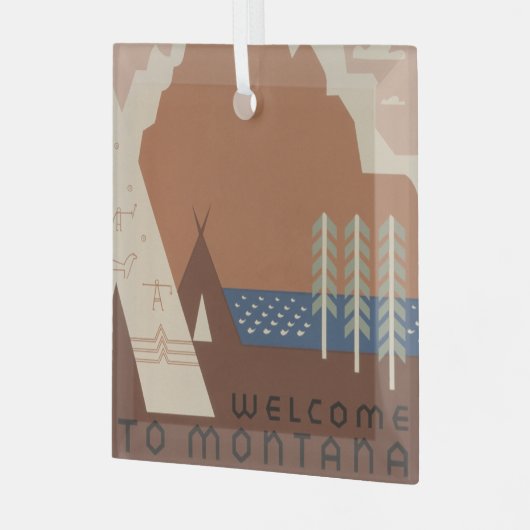 Montana State: Indiaanse stammen, bergen, prairie Glas Ornament (Voorkant links)