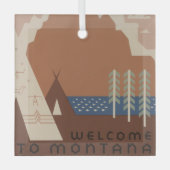 Montana State: Indiaanse stammen, bergen, prairie Glas Ornament (Voorkant)