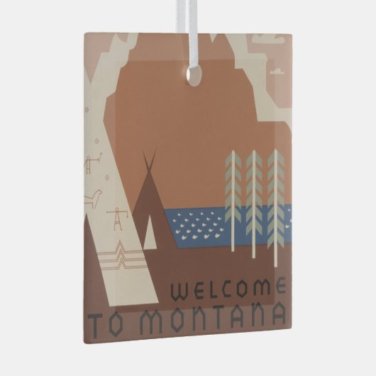 Montana State: Indiaanse stammen, bergen, prairie Glas Ornament (Voorkant Rechts)