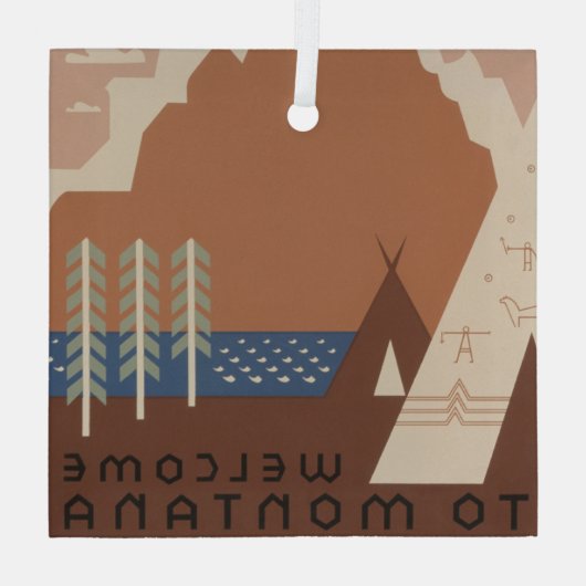 Montana State: Indiaanse stammen, bergen, prairie Glas Ornament (Achterkant)