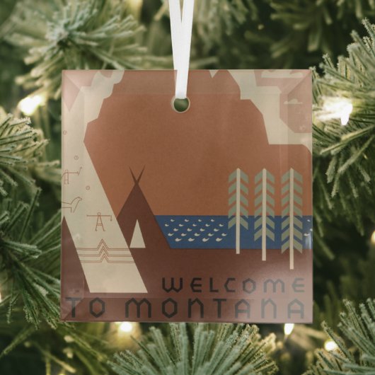 Montana State: Indiaanse stammen, bergen, prairie Glas Ornament (Insitu)