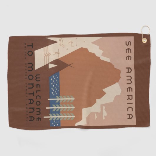 Montana State: Indiaanse stammen, bergen, prairie Golfhanddoek (Horizontaal)