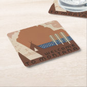 Montana State: Indiaanse stammen, bergen, prairie Kartonnen Onderzetters (Schuin)
