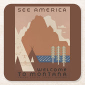 Montana State: Indiaanse stammen, bergen, prairie Kartonnen Onderzetters (Voorkant)