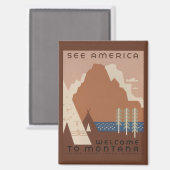 Montana State: Indiaanse stammen, bergen, prairie Magneet (Voorkant / Achterkant)
