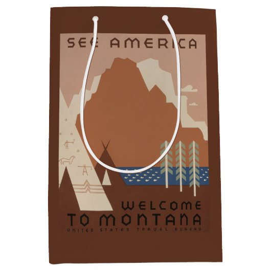 Montana State: Indiaanse stammen, bergen, prairie Medium Cadeauzakje (Voorkant)