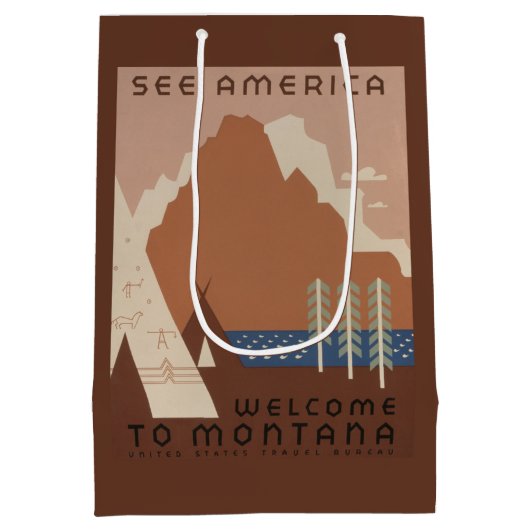Montana State: Indiaanse stammen, bergen, prairie Medium Cadeauzakje (Achterkant)