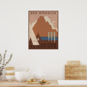 Montana State: Indiaanse stammen, bergen, prairie Poster (Keuken)