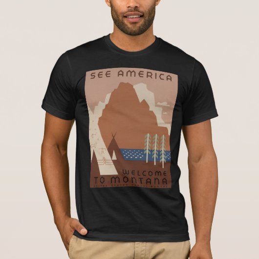 Montana State: Indiaanse stammen, bergen, prairie T-shirt (Voorkant)