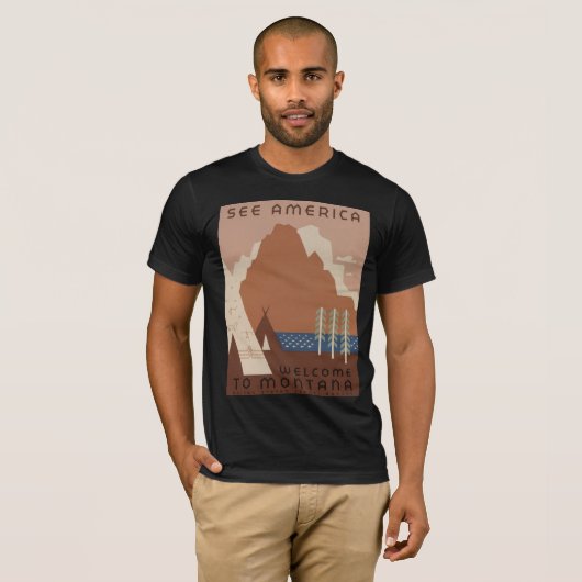 Montana State: Indiaanse stammen, bergen, prairie T-shirt (Voorkant volledig)