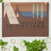 Montana State: Indiaanse stammen, bergen, prairie Theedoek (Gevouwen)