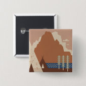 Montana State: Indiaanse stammen, bergen, prairie Vierkante Button 5,1 Cm (Voorkant /achterkant)