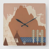 Montana State: Indiaanse stammen, bergen, prairie Vierkante Klok (Voorkant)