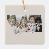 Montana State Photo insert and town name Keramisch Ornament (Voorkant)