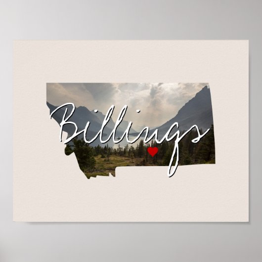 Montana State Photo insert and town name Poster (Voorkant)