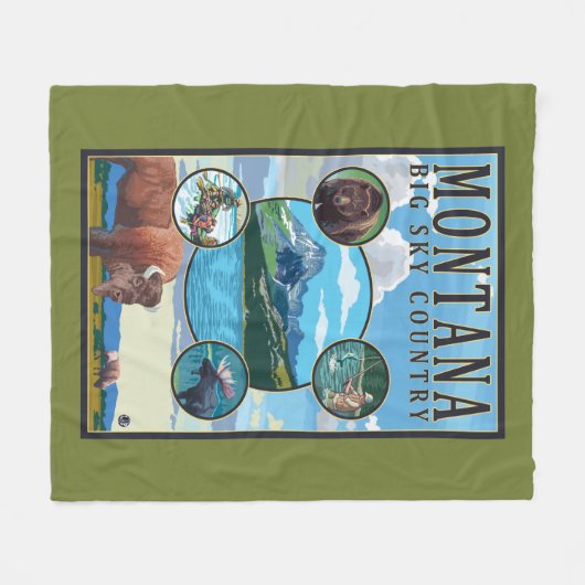 Montana State Scenes Fleece Deken (Voorkant (Horizontaal))