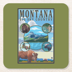 Montana State Scenes Kartonnen Onderzetters